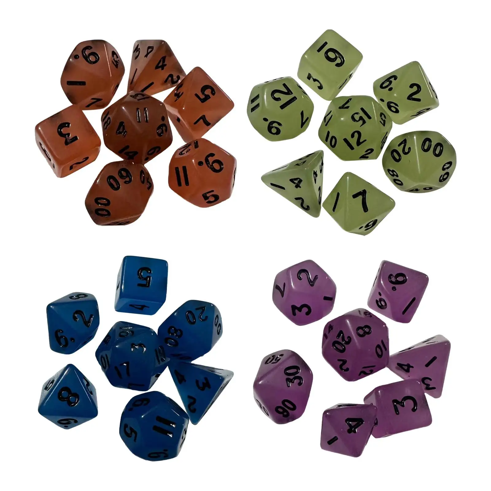 Dados luminosos poliédricos de múltiples caras para juegos
