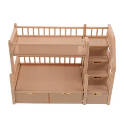 Cama litera para muñecas de madera con cajón amplio