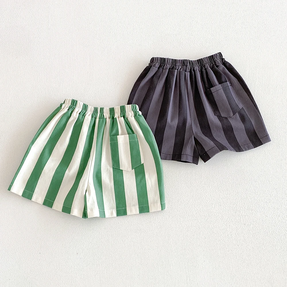 Pantalones cortos de rayas transpirables en algodón con bolsillos - imagen 4