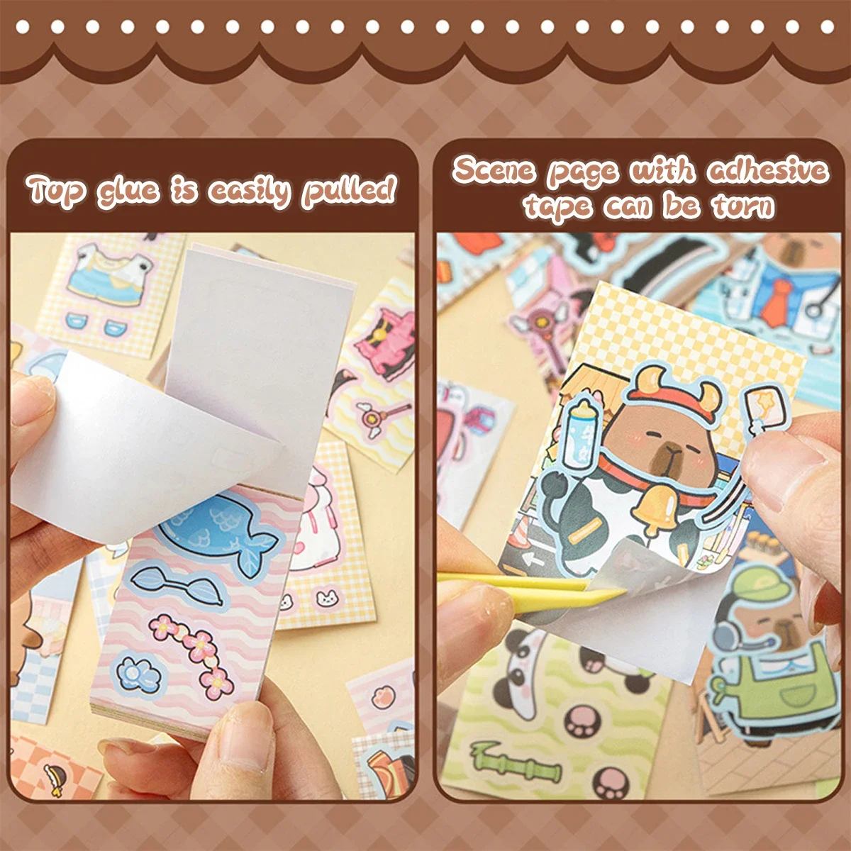 Pegatinas mini capibara para niños, juego portátil de bolsillo - imagen 3