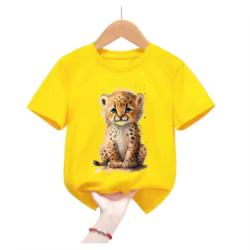 Camiseta tigre kawaii de algodón para niños - Verano divertido