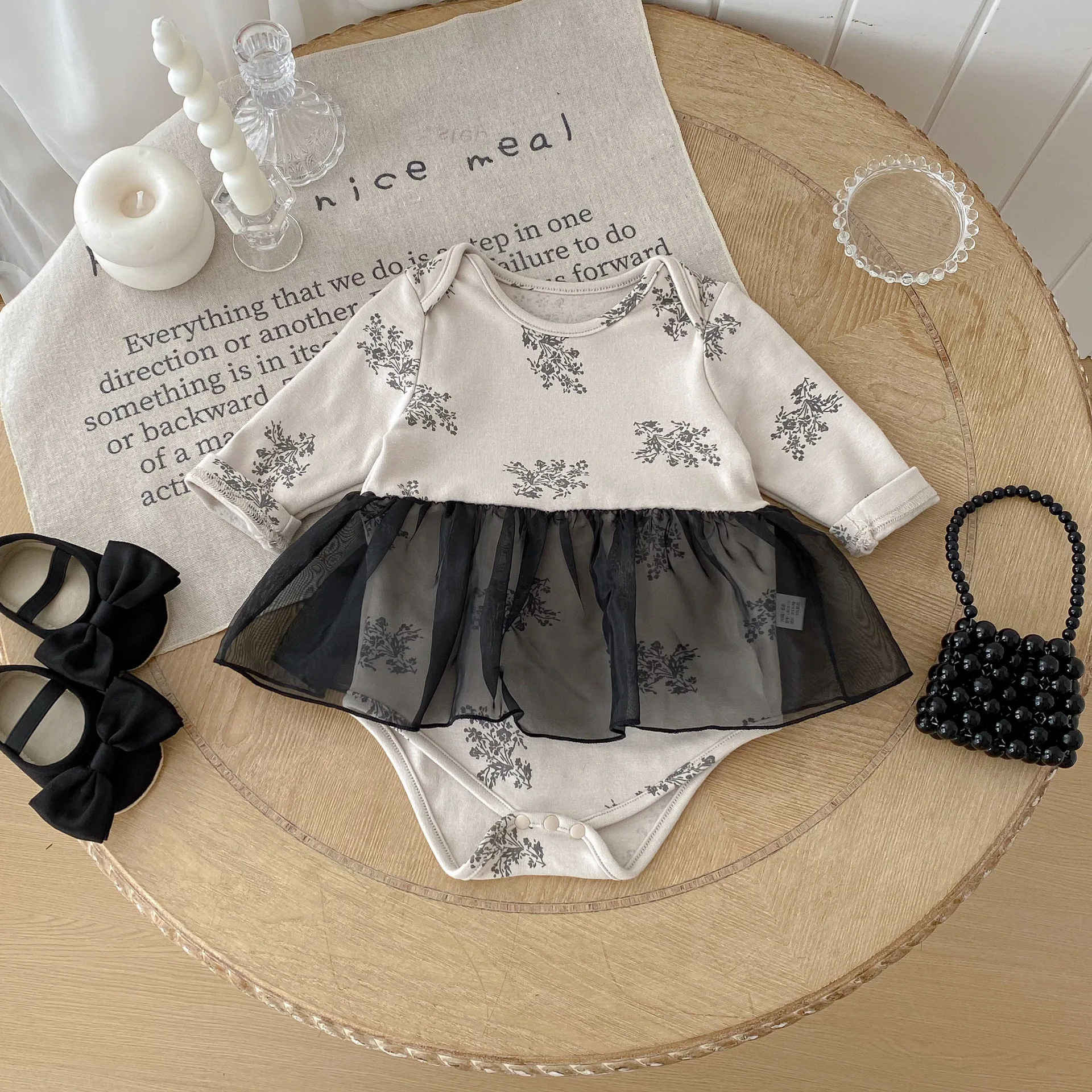 Mono de bebé manga larga floral para niñas pequeñas - imagen 4