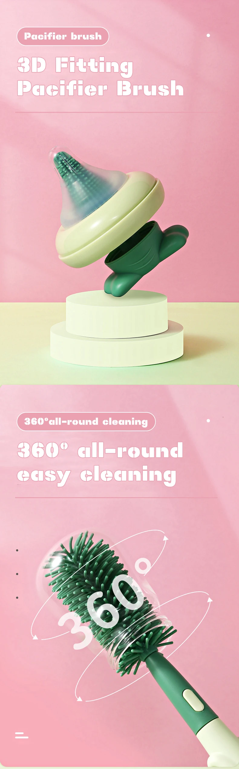Cepillo para chupete con sistema de ajuste 3D