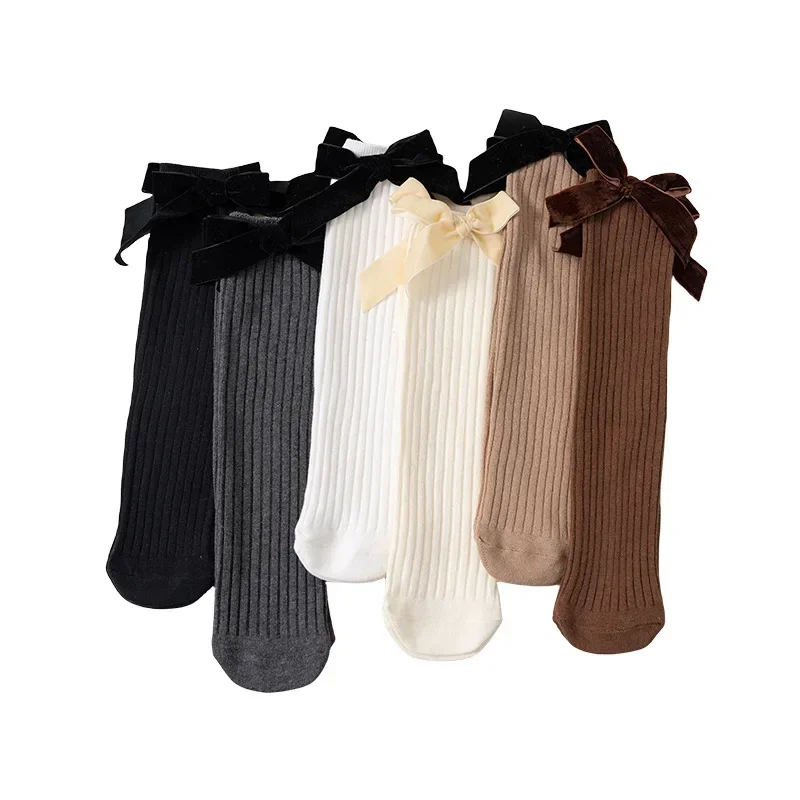 Calcetines jacquard lazo para niñas – Estilo princesa beige - imagen 3