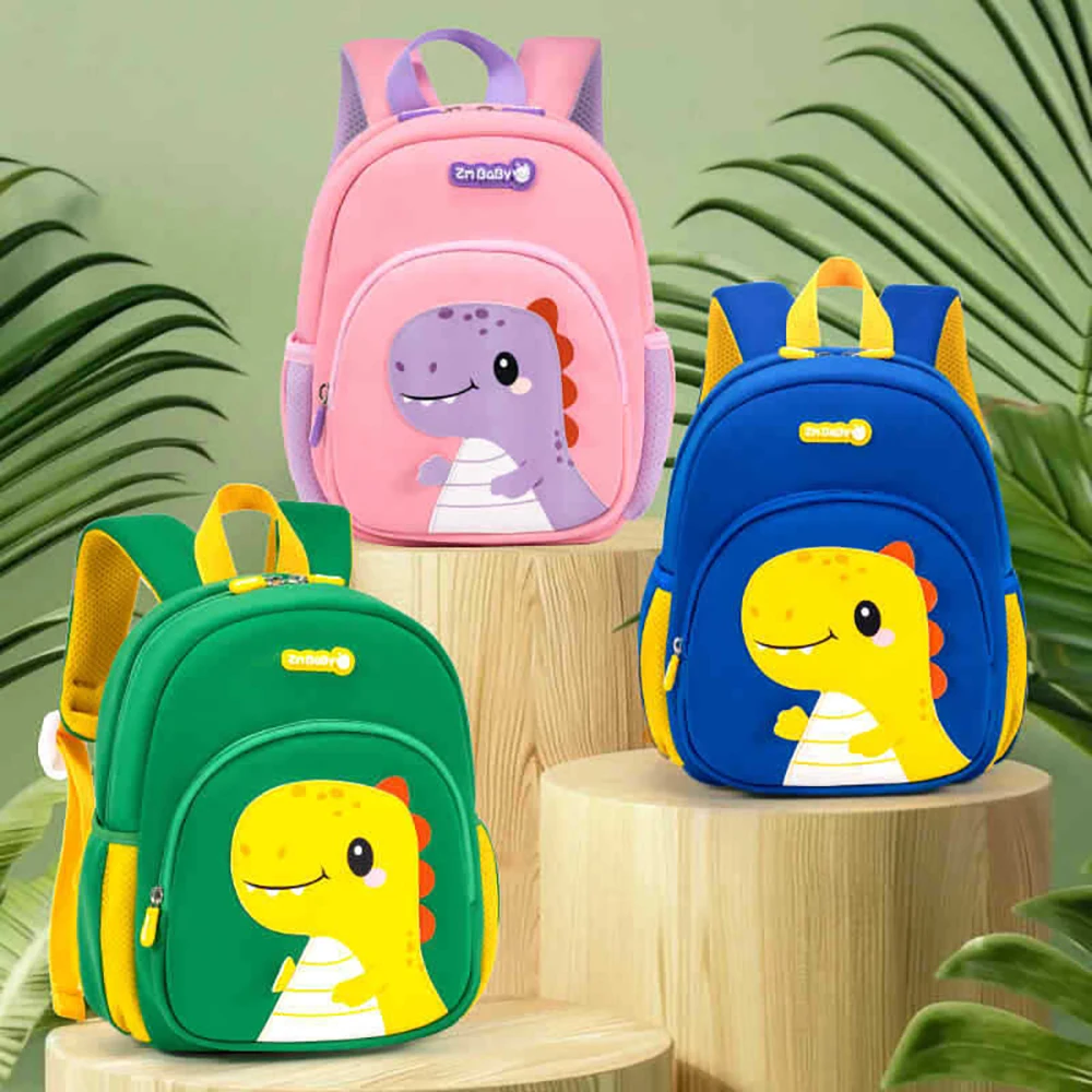 Mochila preescolar ligera de dinosaurios en lona para niños - imagen 2