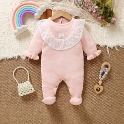 Monos bebé rosa manga larga, ropa informal suave en una pieza