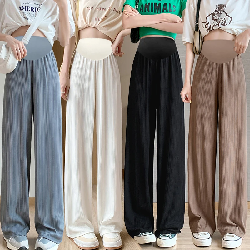 Pantalón premamá de verano pernera ancha con cintura elástica - imagen 4