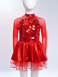 Vestido de baile con lentejuelas para niñas – Tutú y mangas largas