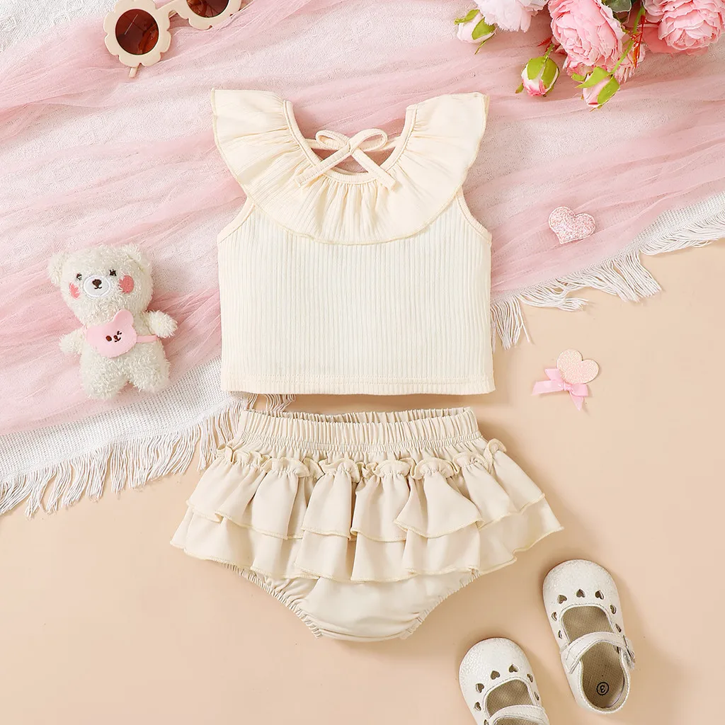 Conjunto bebé niña top sin mangas y falda escalonada 0-3 años - imagen 3