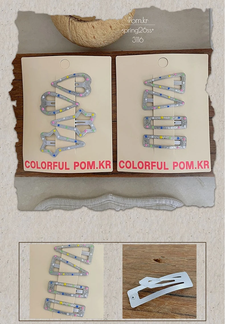 Pinzas infantiles de presión en forma de corazón y estrella