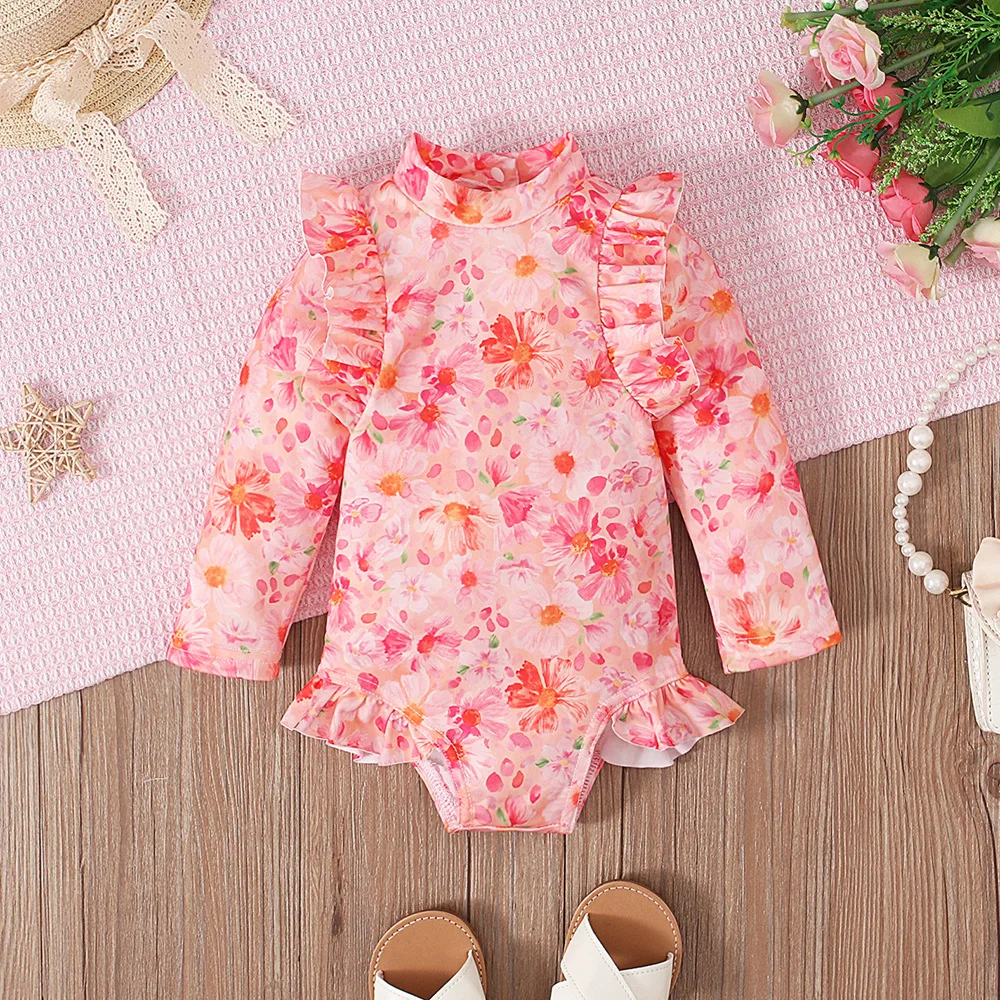 Ropa de recién nacida con estampado floral – mono manga larga - imagen 2