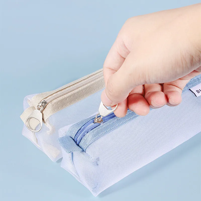 Estuche escolar transparente de malla para bolígrafos con cremallera - imagen 4