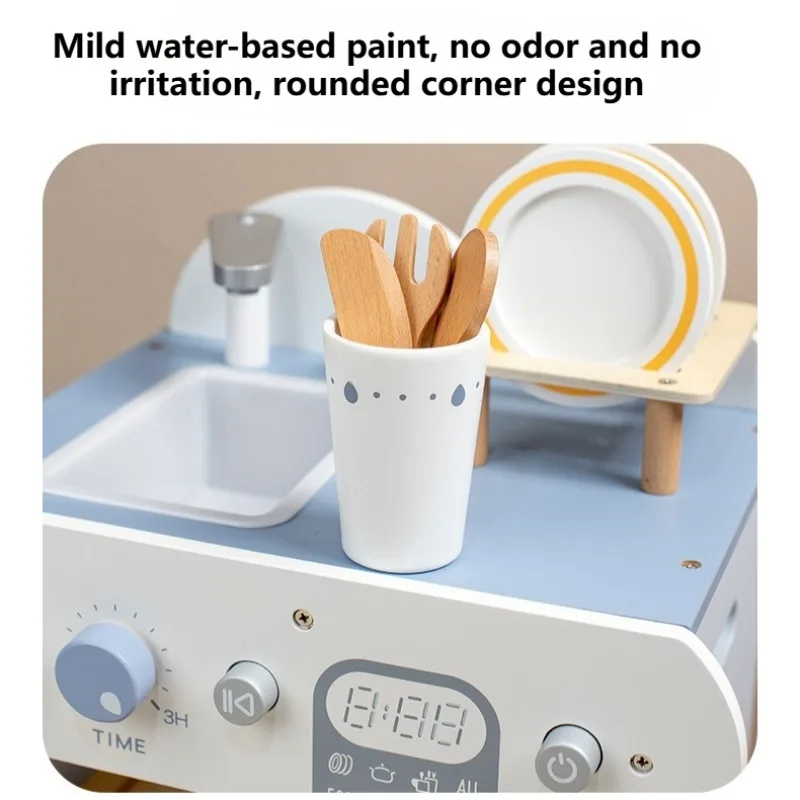 Cocina de juguete madera Montessori con fregadero y grifo - imagen 3
