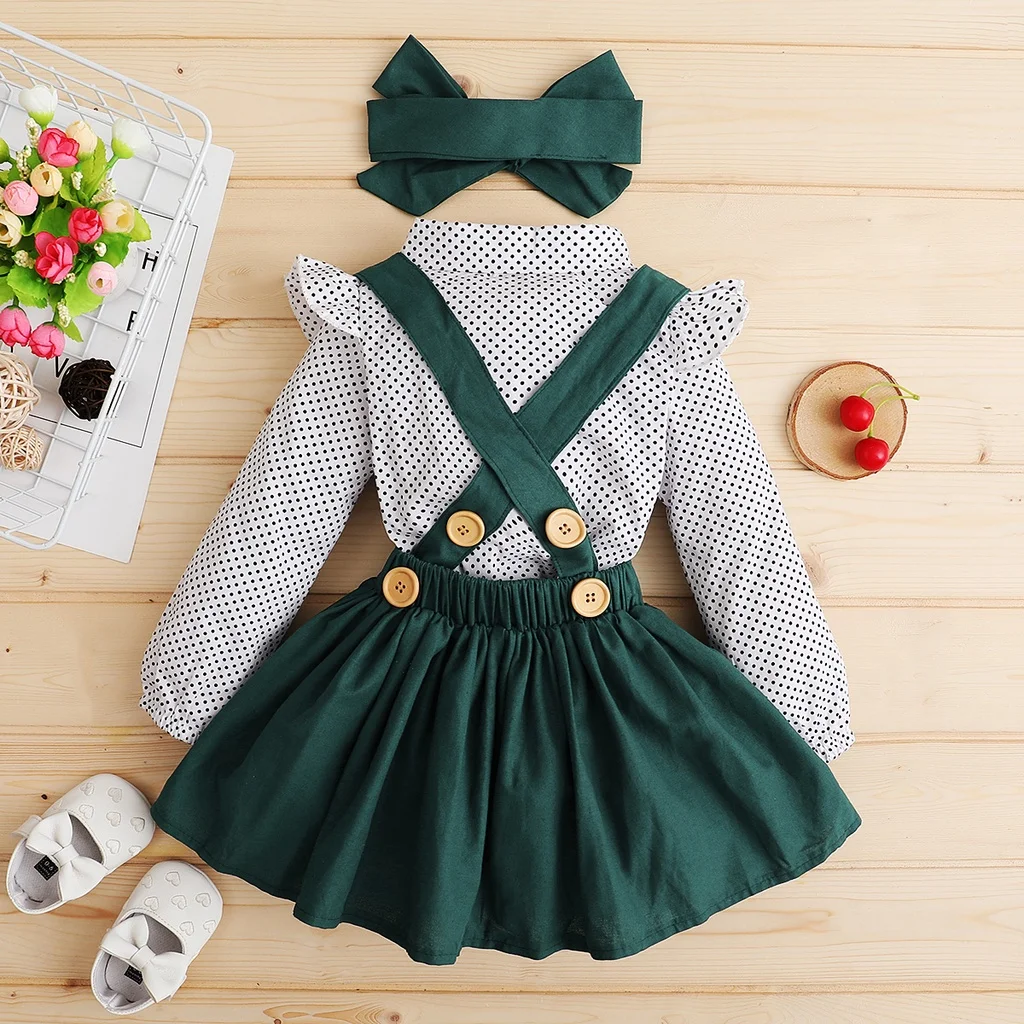 Vestido de volantes con top lunares y diadema para niña - imagen 5