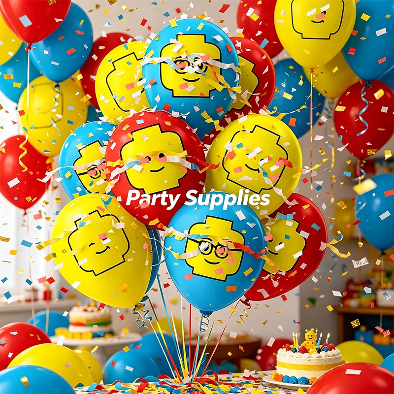 Globos de látex para cumpleaños infantiles – Bloques de color - imagen 2