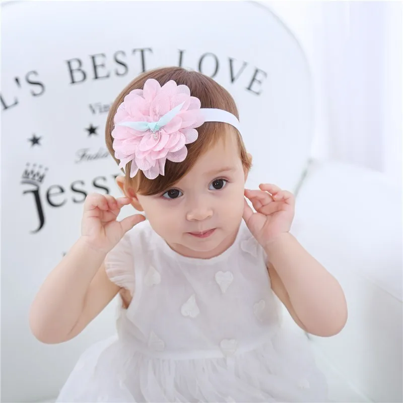 Diadema bebé elástica con encaje floral estilo hada para fiestas - imagen 3