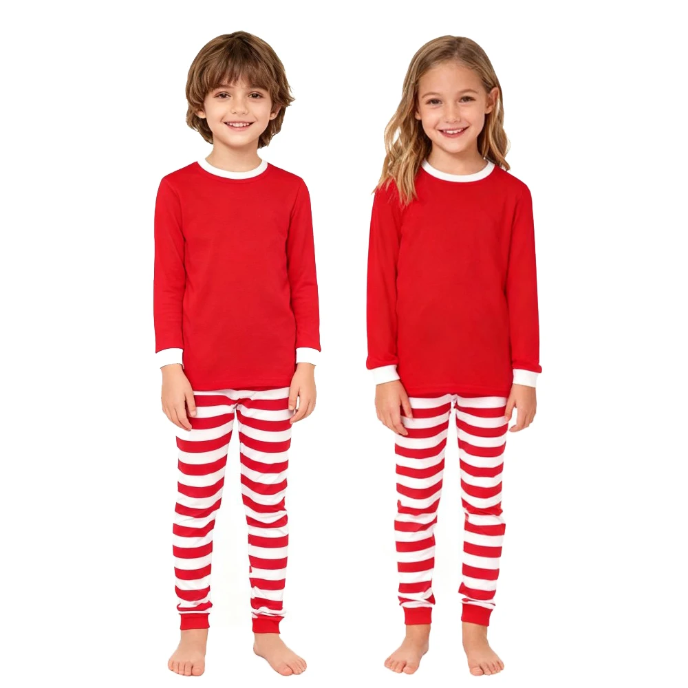 Pijama Navidad rayas top rojo para niños y niñas