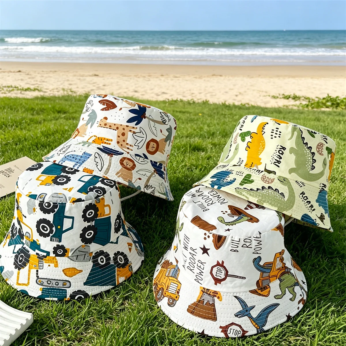Gorra de pescador infantil con dinosaurios de colores - imagen 2