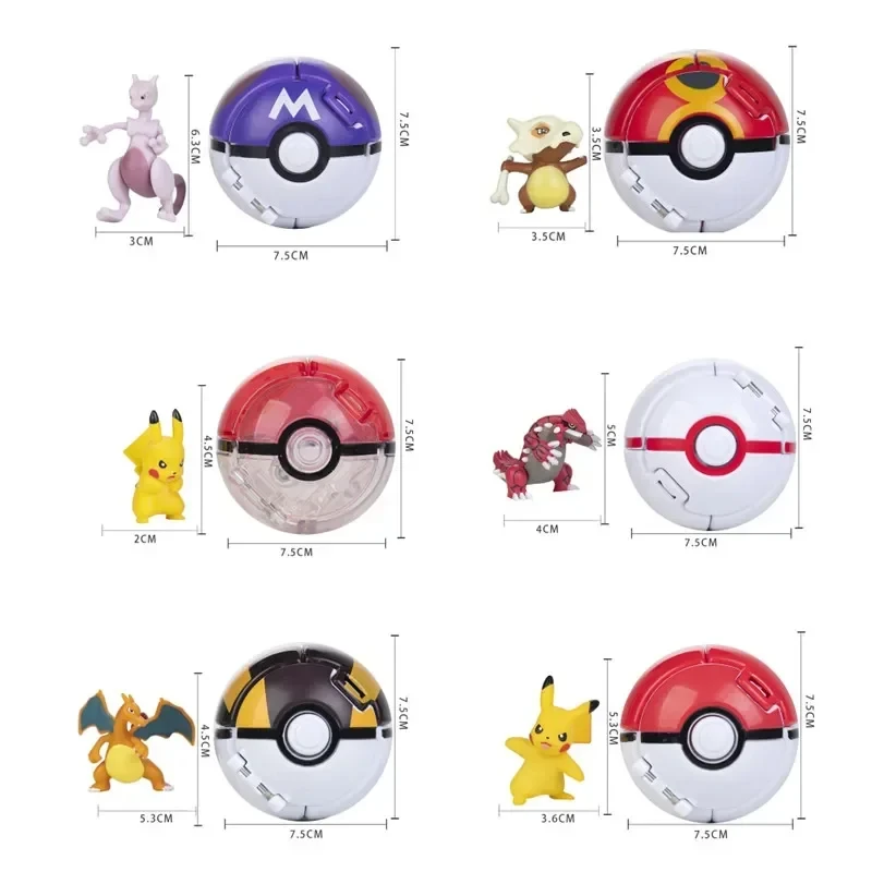 Figura de Pokémon Poké Ball tipo acción con Pikachu y Charizard - imagen 3