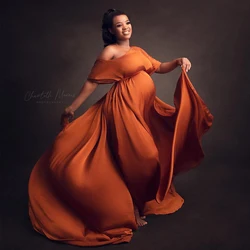 Vestido de embarazo con capa de tul tipo seda para sesión