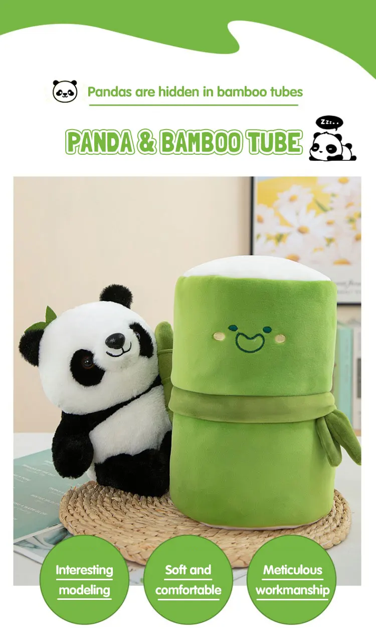 Panda de peluche blanco y negro en pose sentada