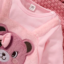 Pelele oso rosa de manga larga para niña