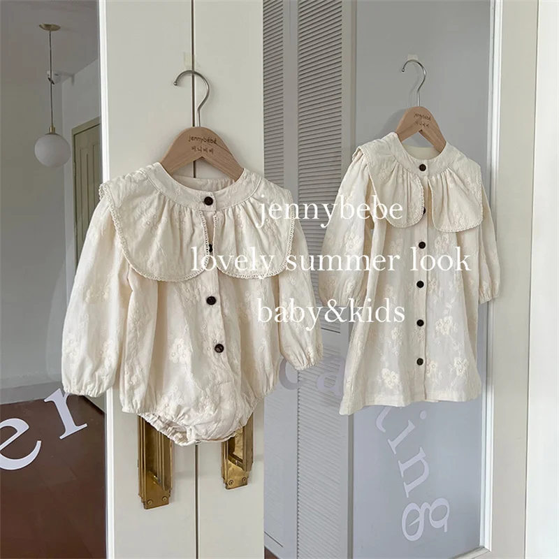 Vestido Vintage manga larga con bordado floral para niña - imagen 5