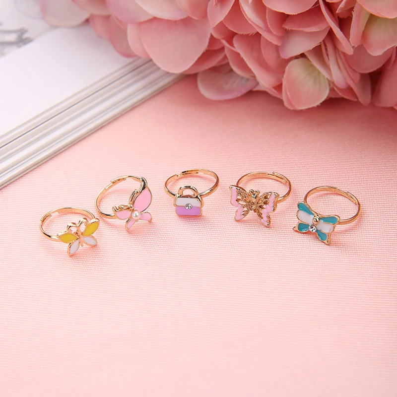Anillos ajustables para niñas con diseños de animales y cristales - imagen 4