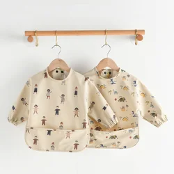 Babero impermeable de manga larga para bebé con bolsillo anti-manchas