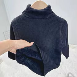 Suéter acolchado de invierno cuello alto de punto cálido infantil