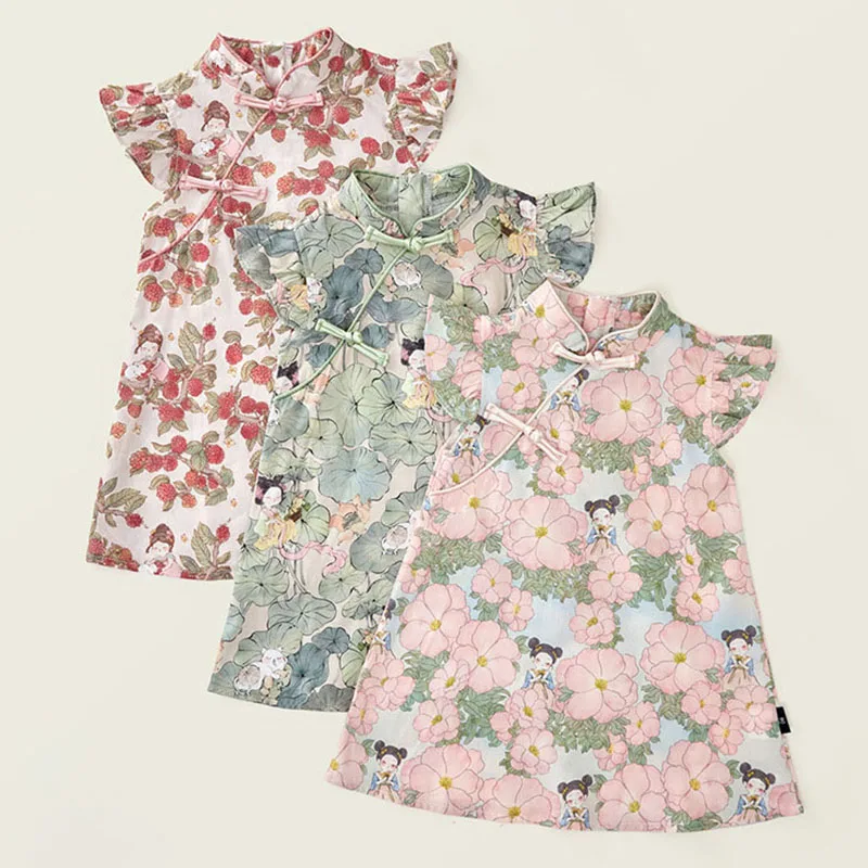 Vestido floral de algodón para niña sin mangas – Fresco - imagen 4