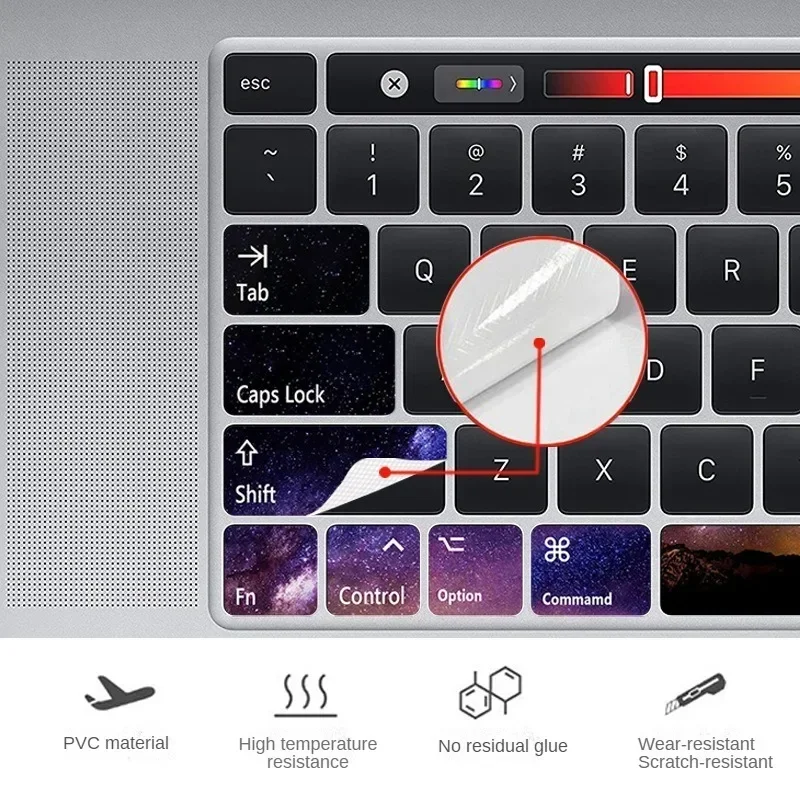 Teclado MacBook Air con pegatinas aplicadas