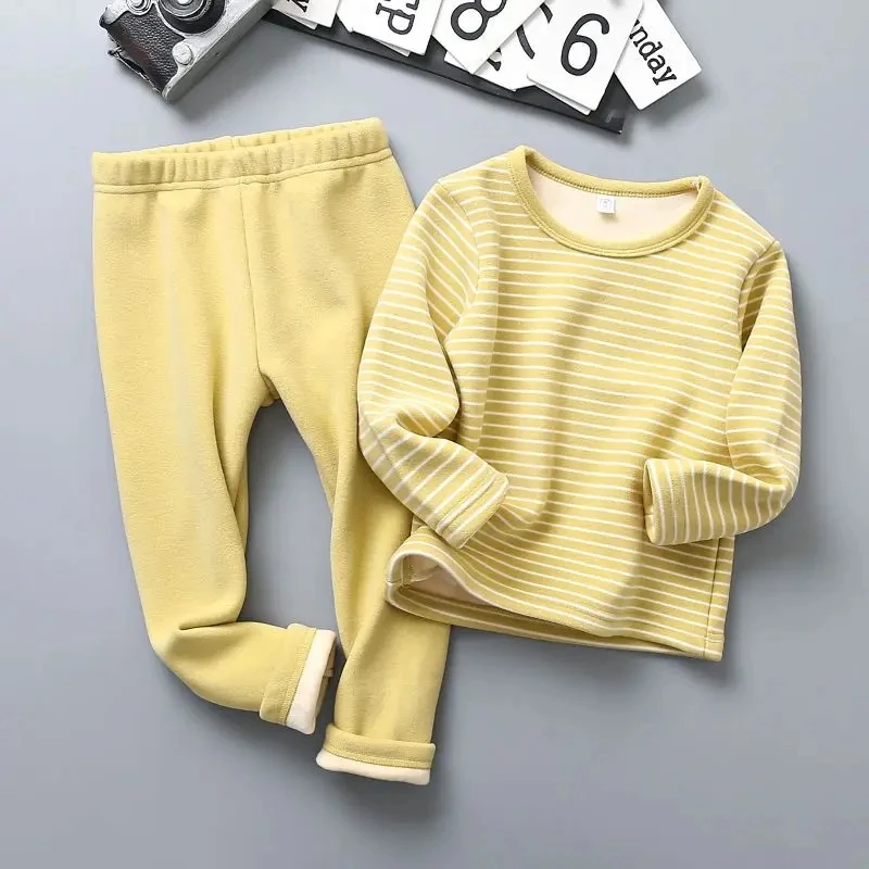 Conjunto terciopelo rayas manga larga para bebé niño - imagen 5