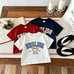 Camiseta de manga corta estampada para niños – verano casual holgada