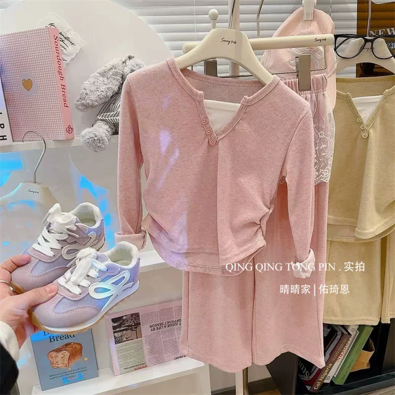 Conjunto de encaje para niña blusa manga larga y pantalón - imagen 3