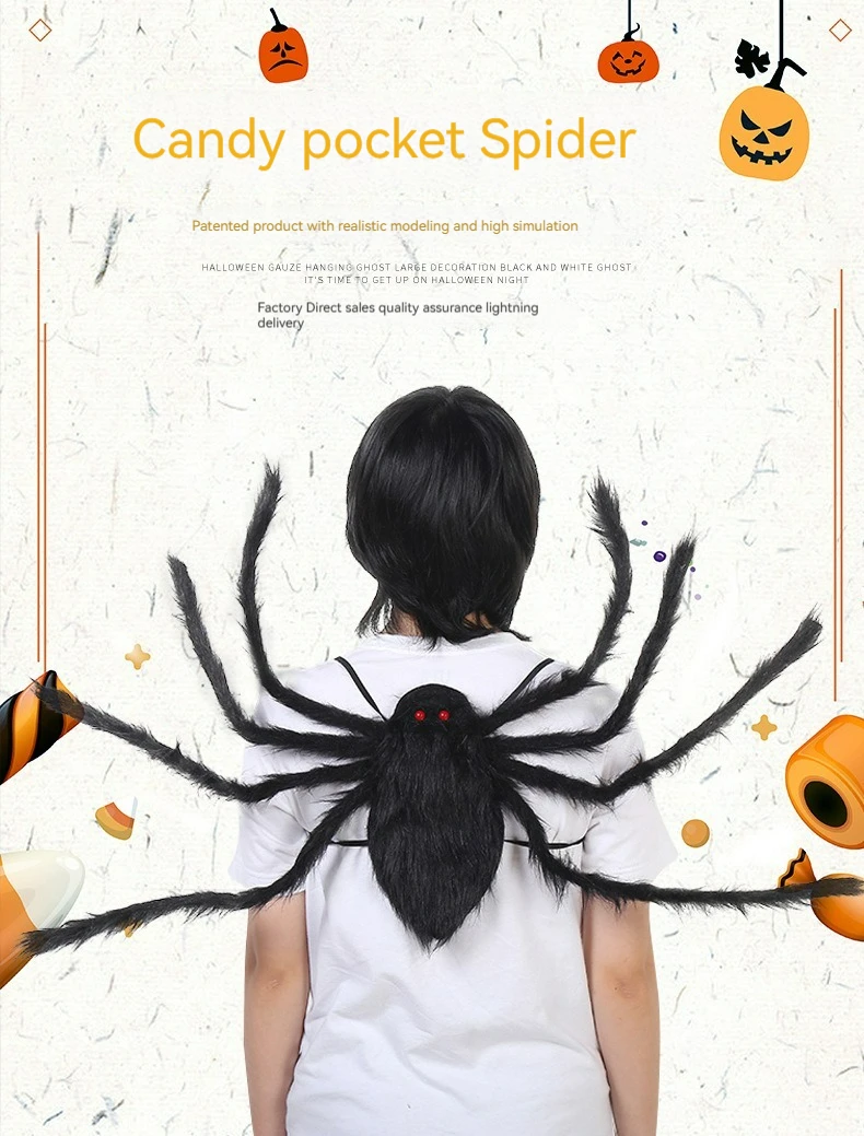 Araña de peluche decorativa