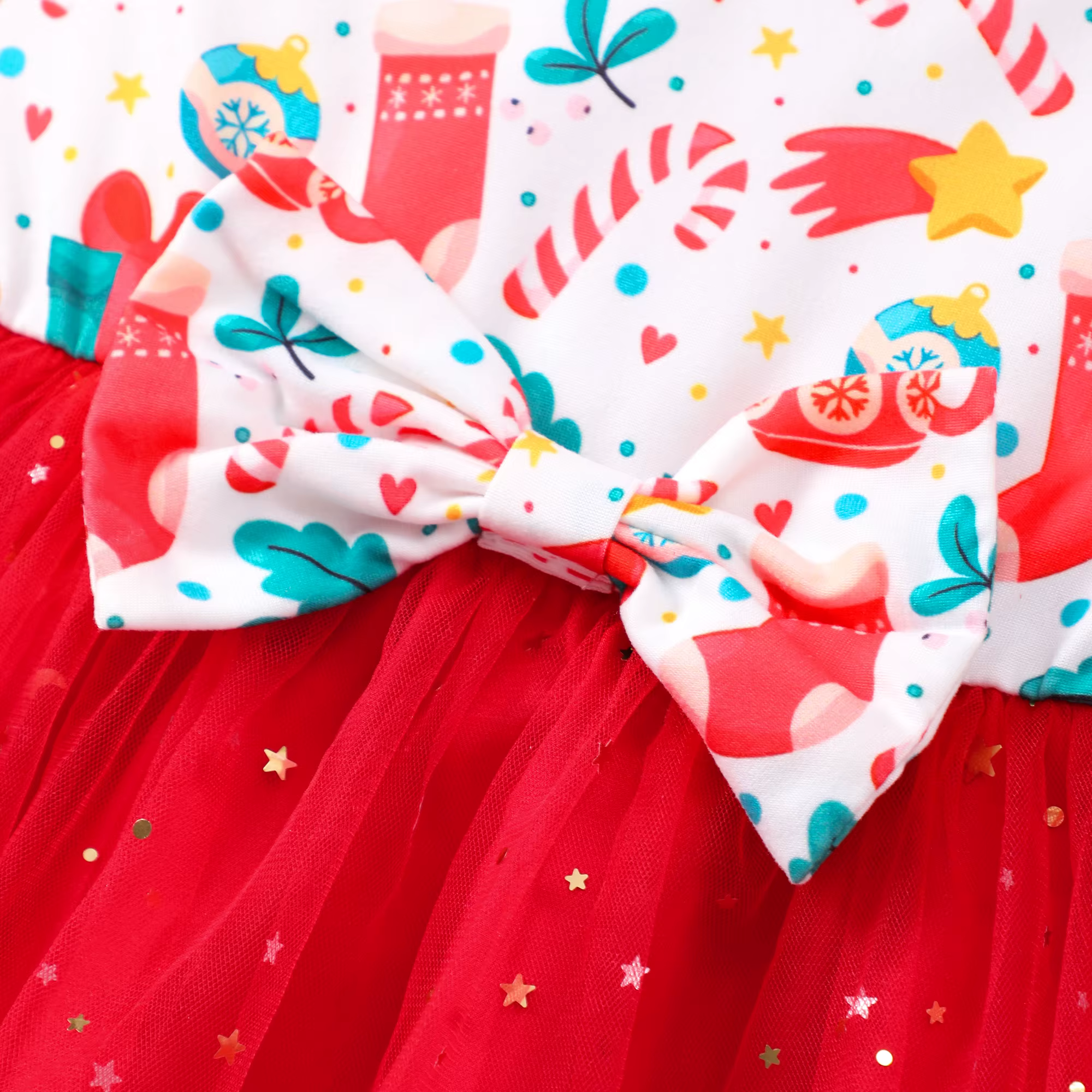 Vestido de gasa con lazo manga corta para niña – Verano - imagen 5