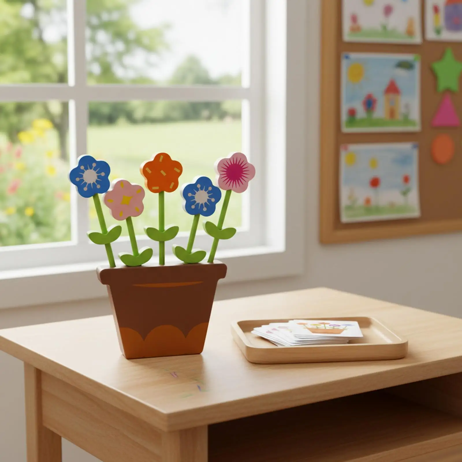 Juego de memoria infantil de flores de madera – Educativo - imagen 4
