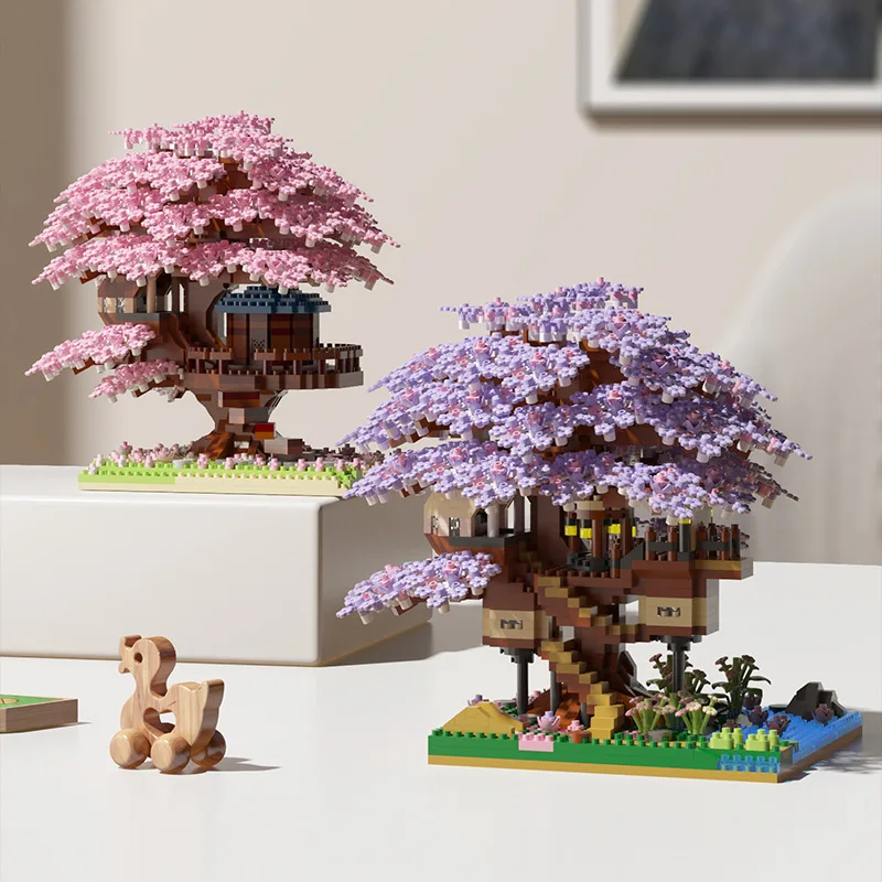 Microbloques de construcción con flores, árbol y casa para niños - imagen 2
