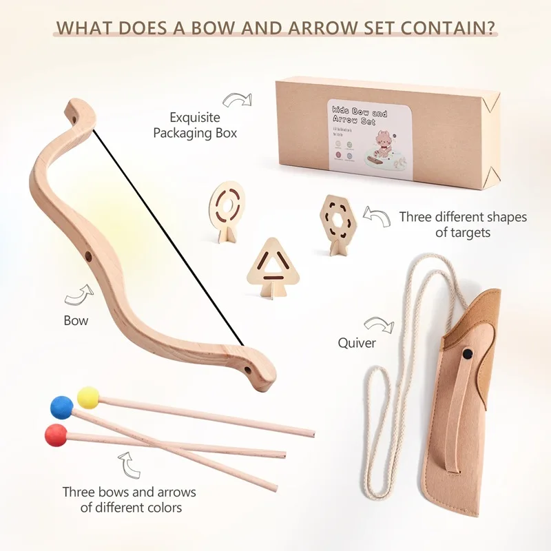 Juguete de arco y flecha de madera para niños – tiro educativo - imagen 5