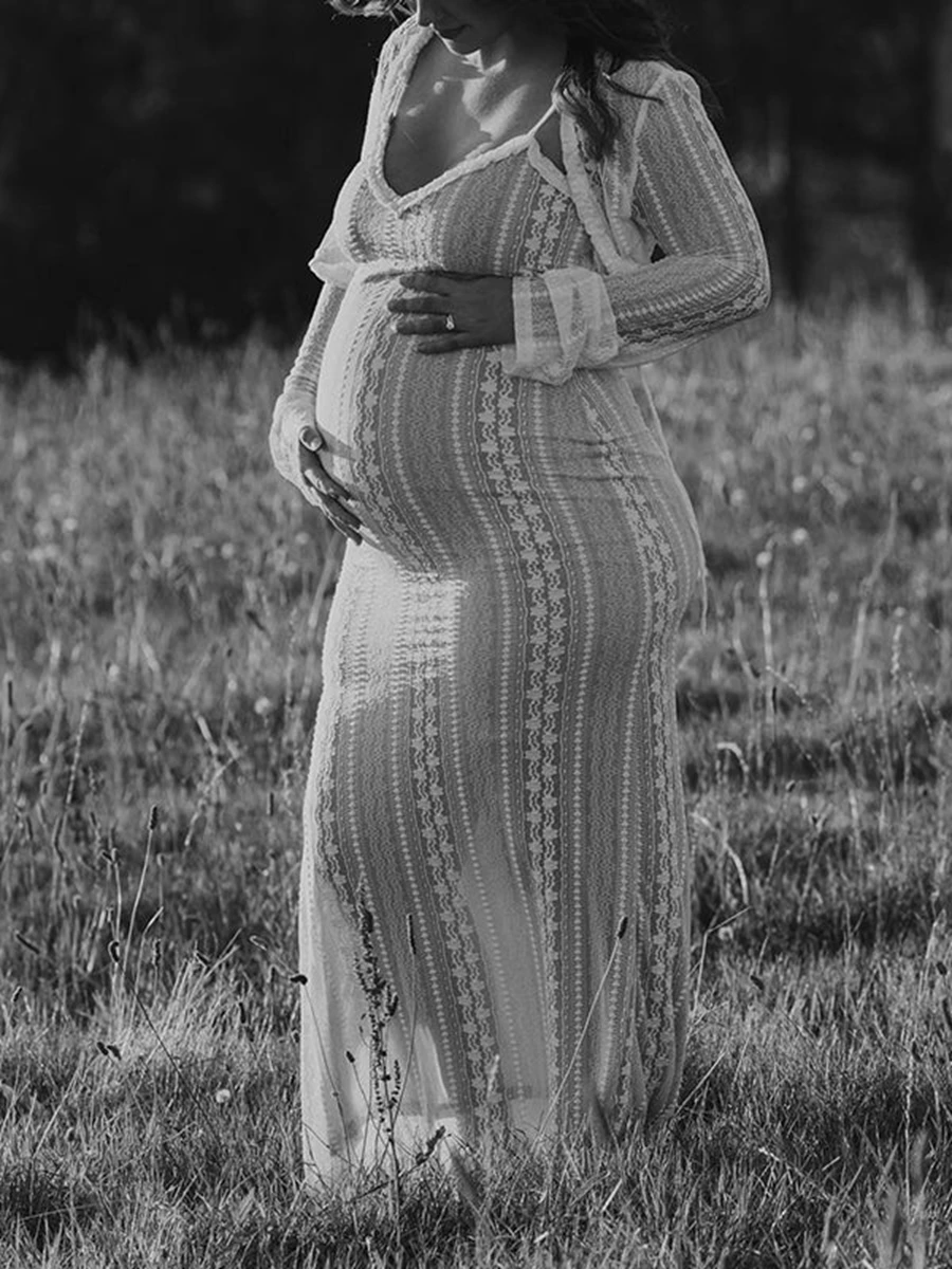Vestido de maternidad de encaje elegante para sesión de fotos