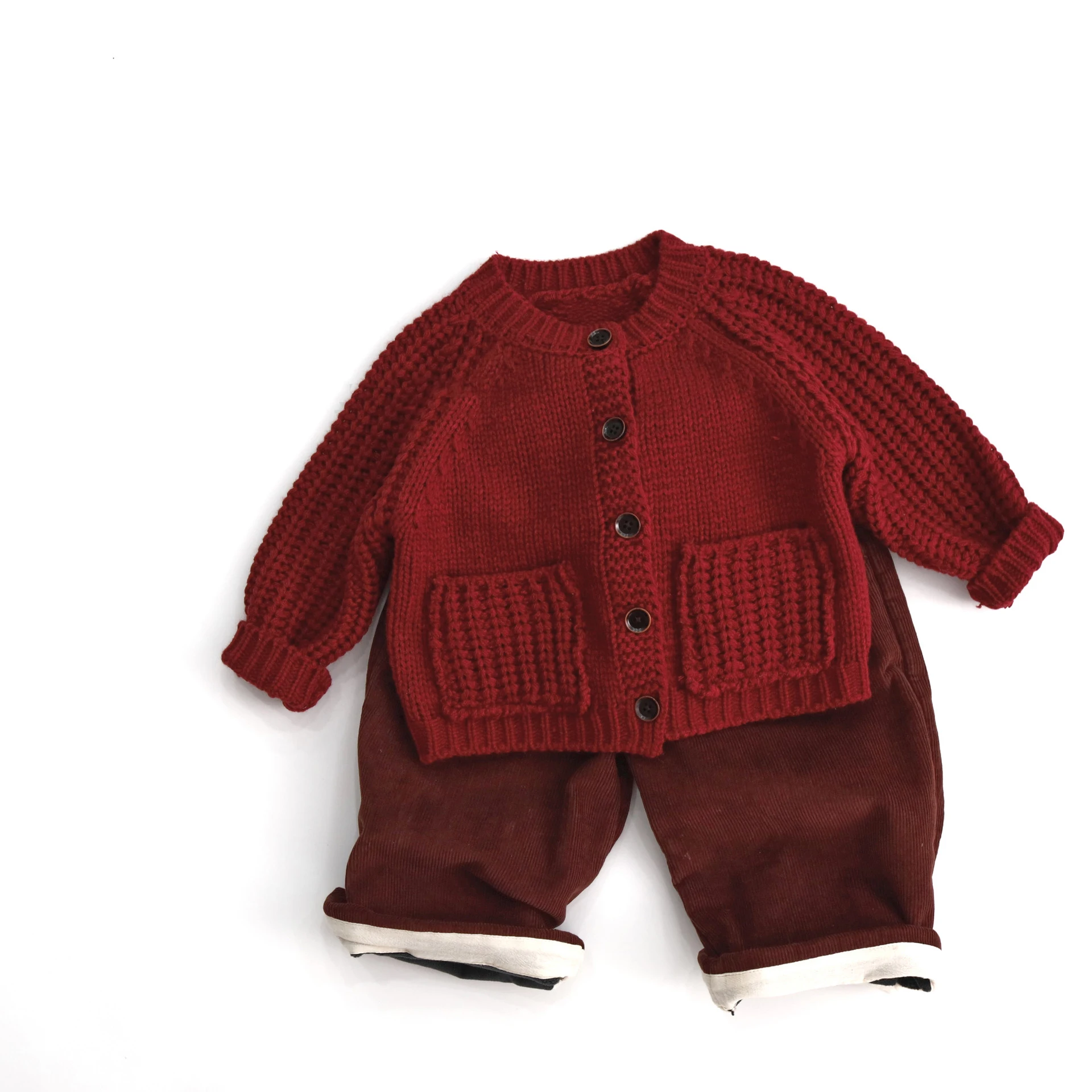 Jersey navideño de punto rojo para niños – Cuello redondo - imagen 2