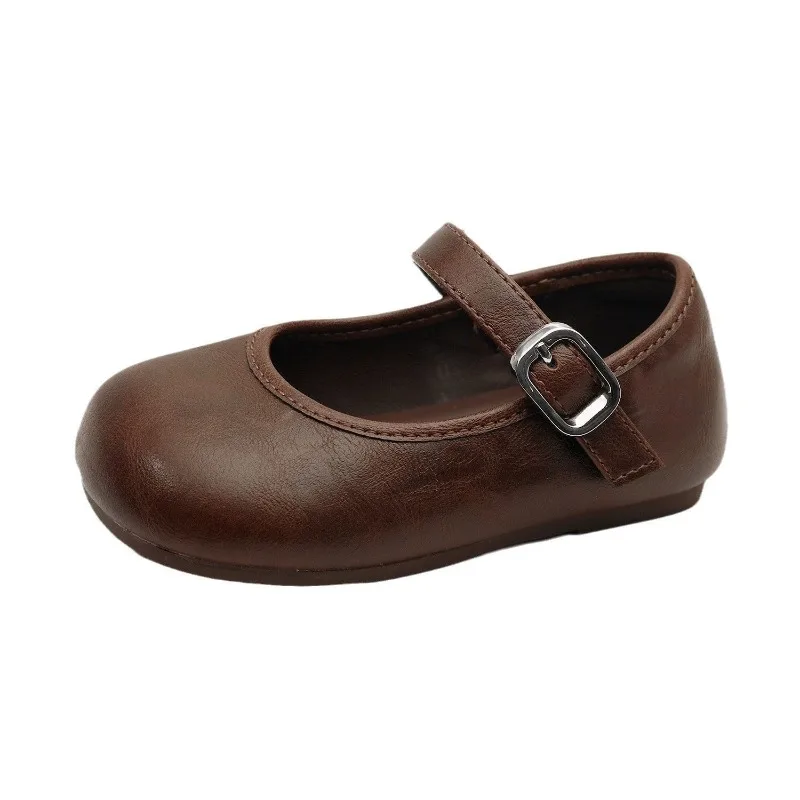 Zapatos de cuero infantiles planos antideslizantes para niña - imagen 4