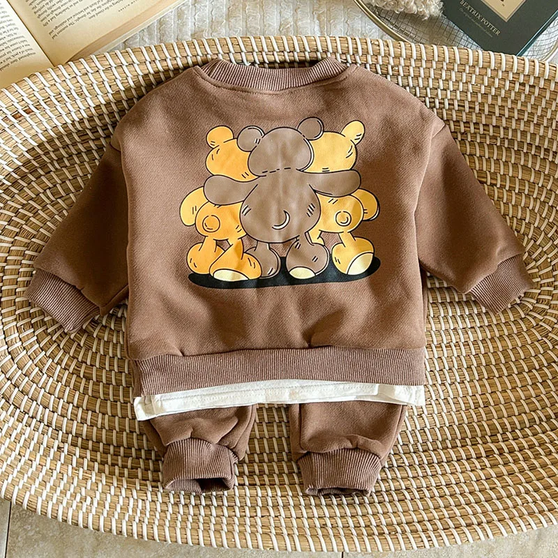 MILANCEL Conjunto sudadera con capucha bebé oso dibujos animados - imagen 2