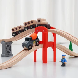 Accesorios de vías de tren de madera para juguetes ferroviarios