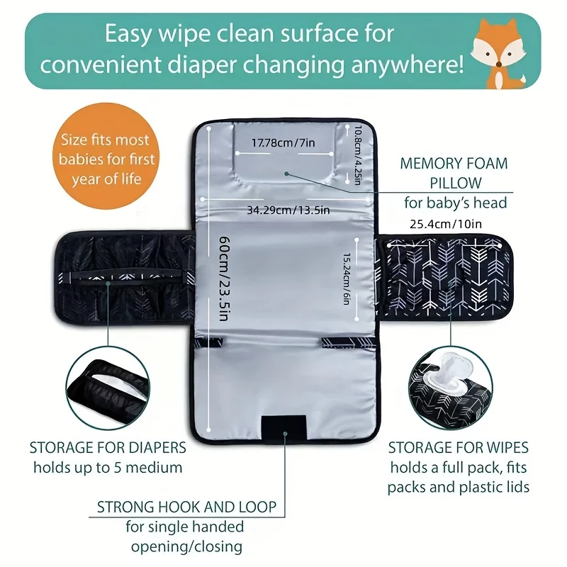 Cambiador plegable extendido impermeable para cambiar pañales al aire libre