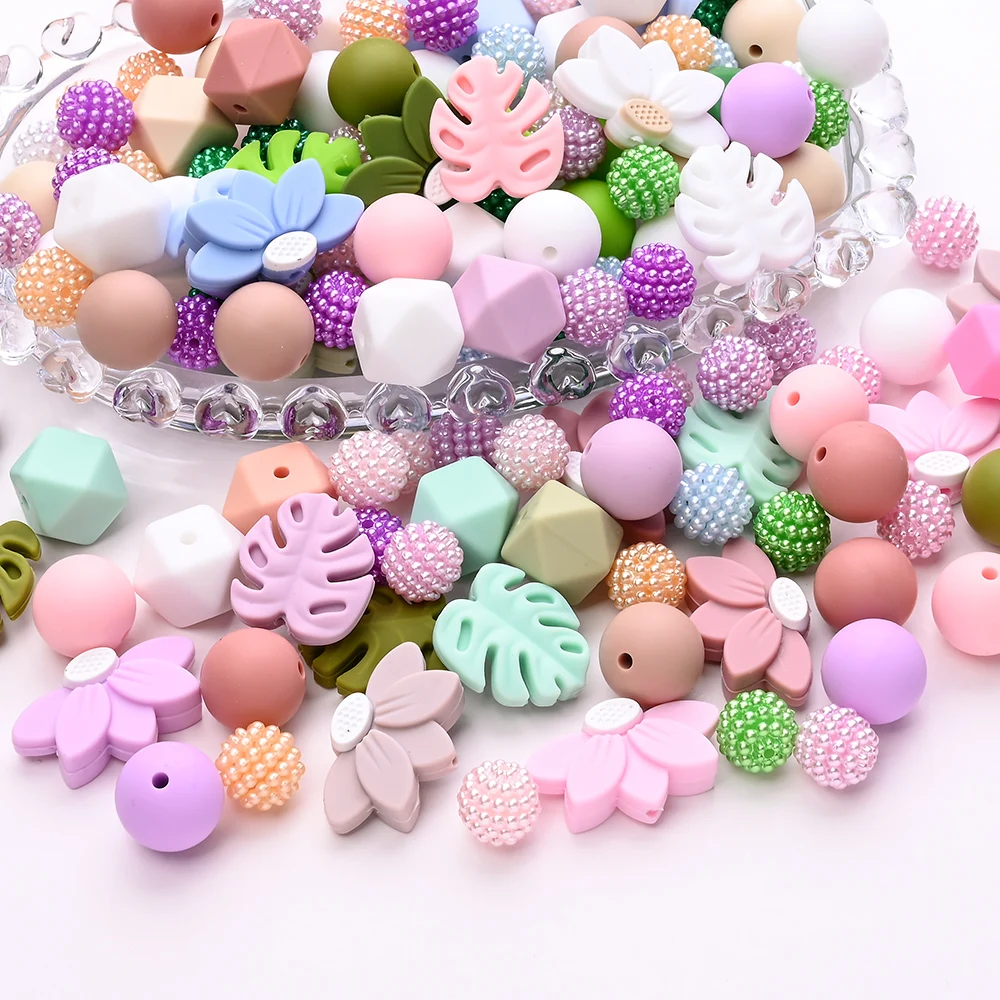 Cadena de chupete en silicona con cuentas florales para bebé - imagen 3