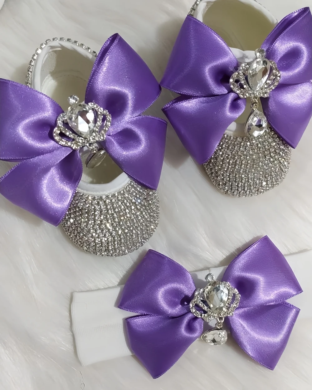 Dollbling zapatos de bautizo de bebé con brillo de perlas - imagen 3