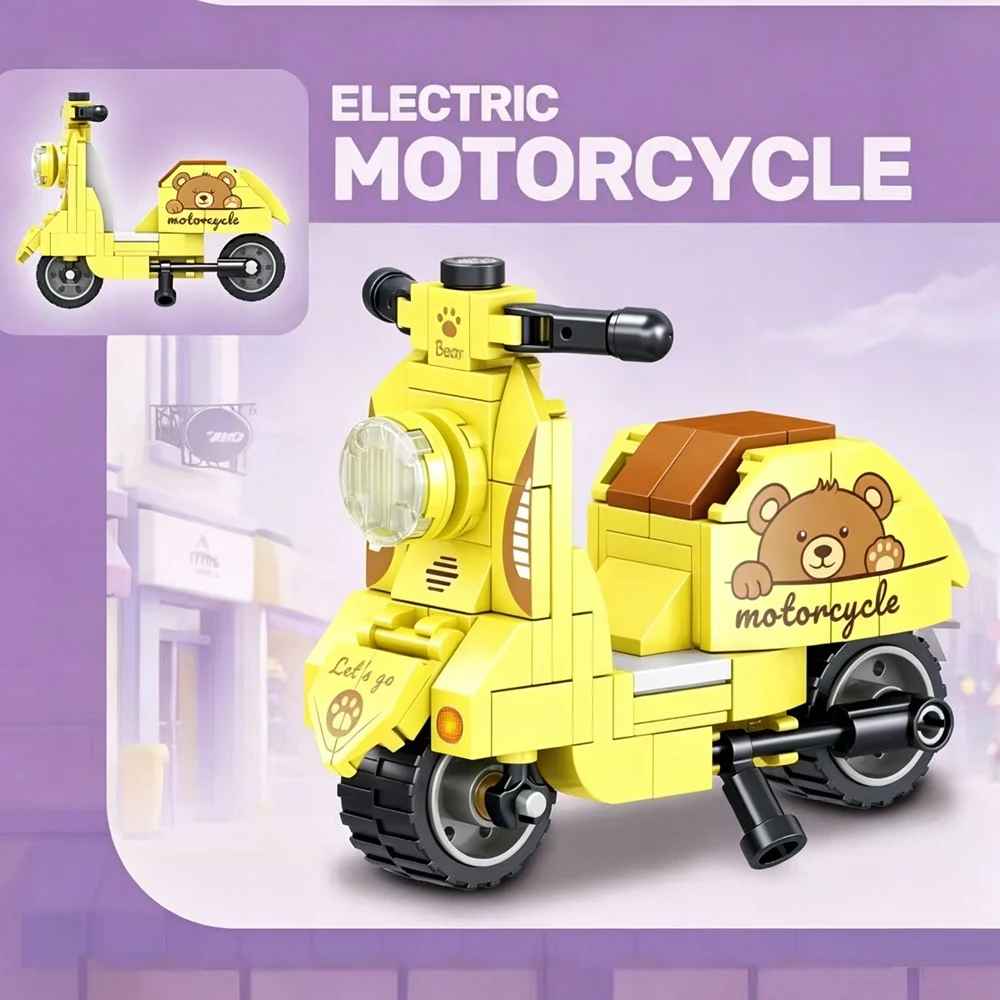 Stad moto de juguete con bloques de construcción arquitectónicos - imagen 2