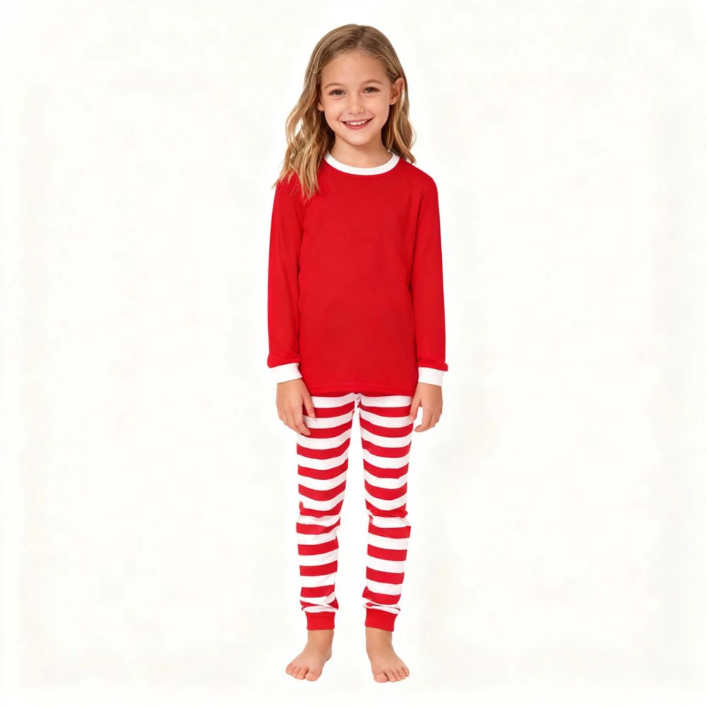 Pijama Navidad rayas top rojo para niños y niñas - imagen 2